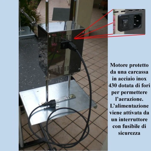 BARBECUE A LEGNA MAXI CON GIRARROSTO ELETTRICO E SPIEDO ACCIAIO INOX 304 :  (Casier)